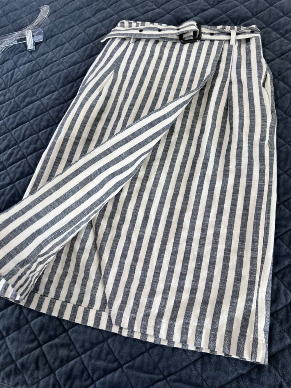 Anthropologie Striped Pencil Skirt Women’s Size 2 Wrap Belted Knee Length B22 - Picture 5 of 9